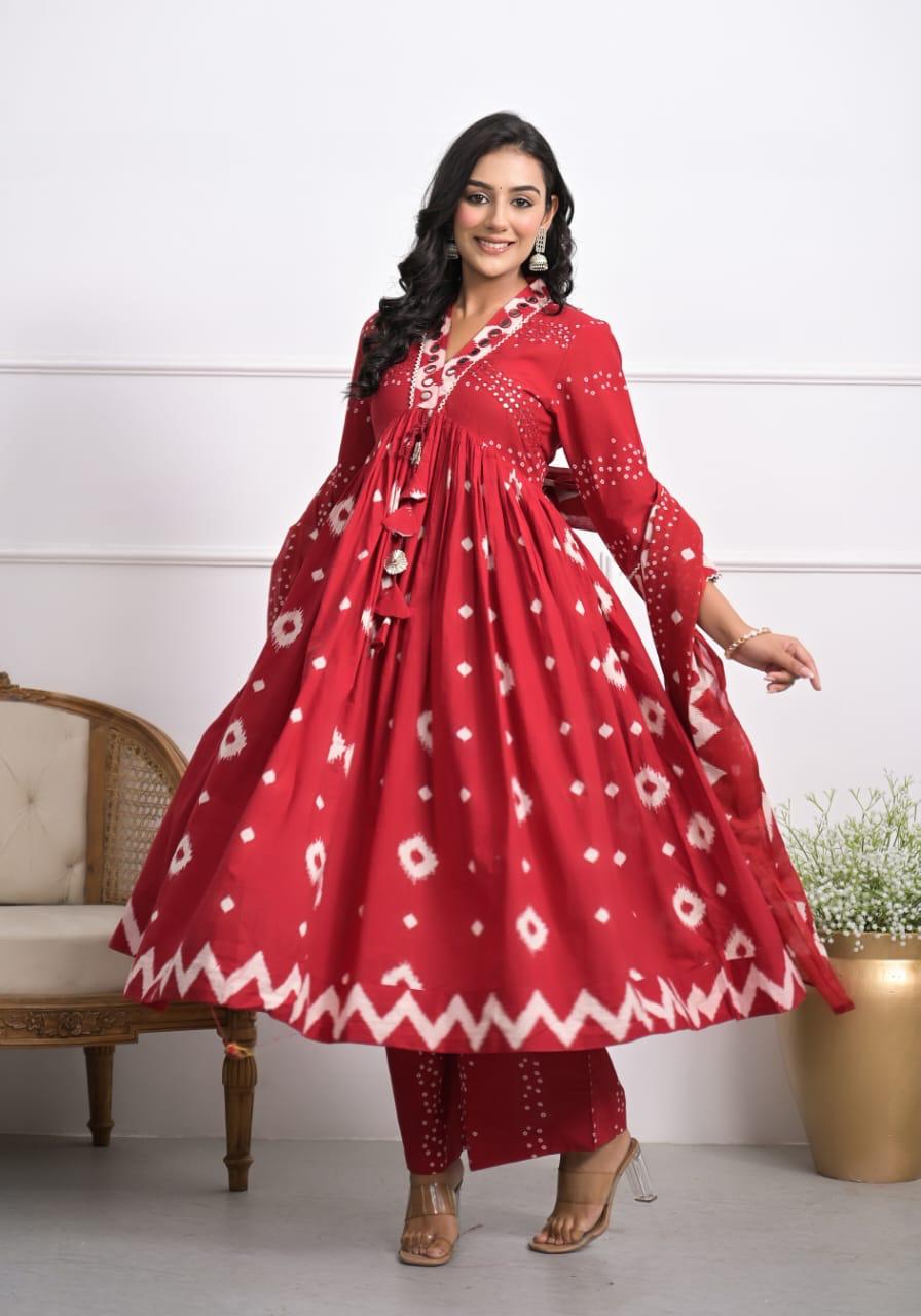 Pretty cotton Anarkali suit set