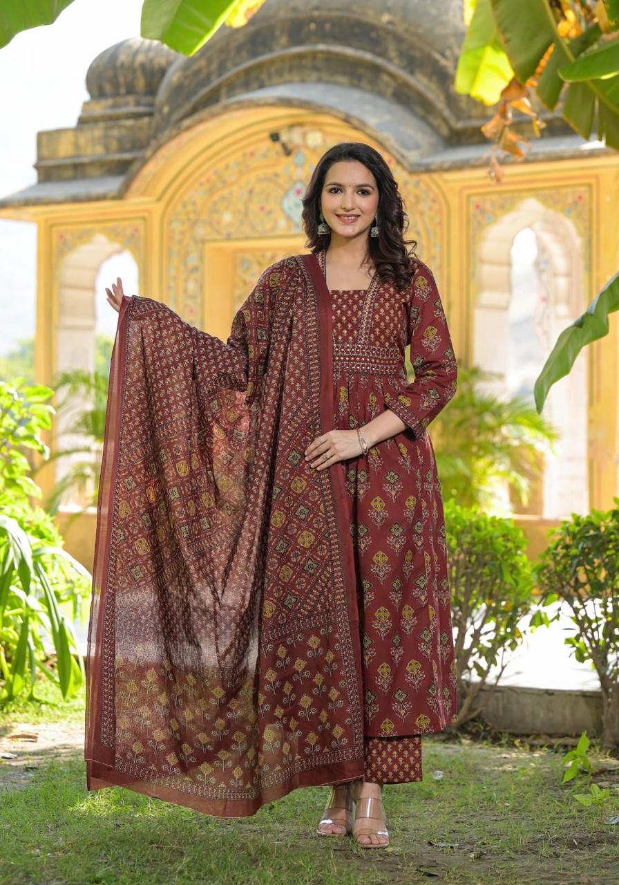 Premium cotton Anarkali suit set