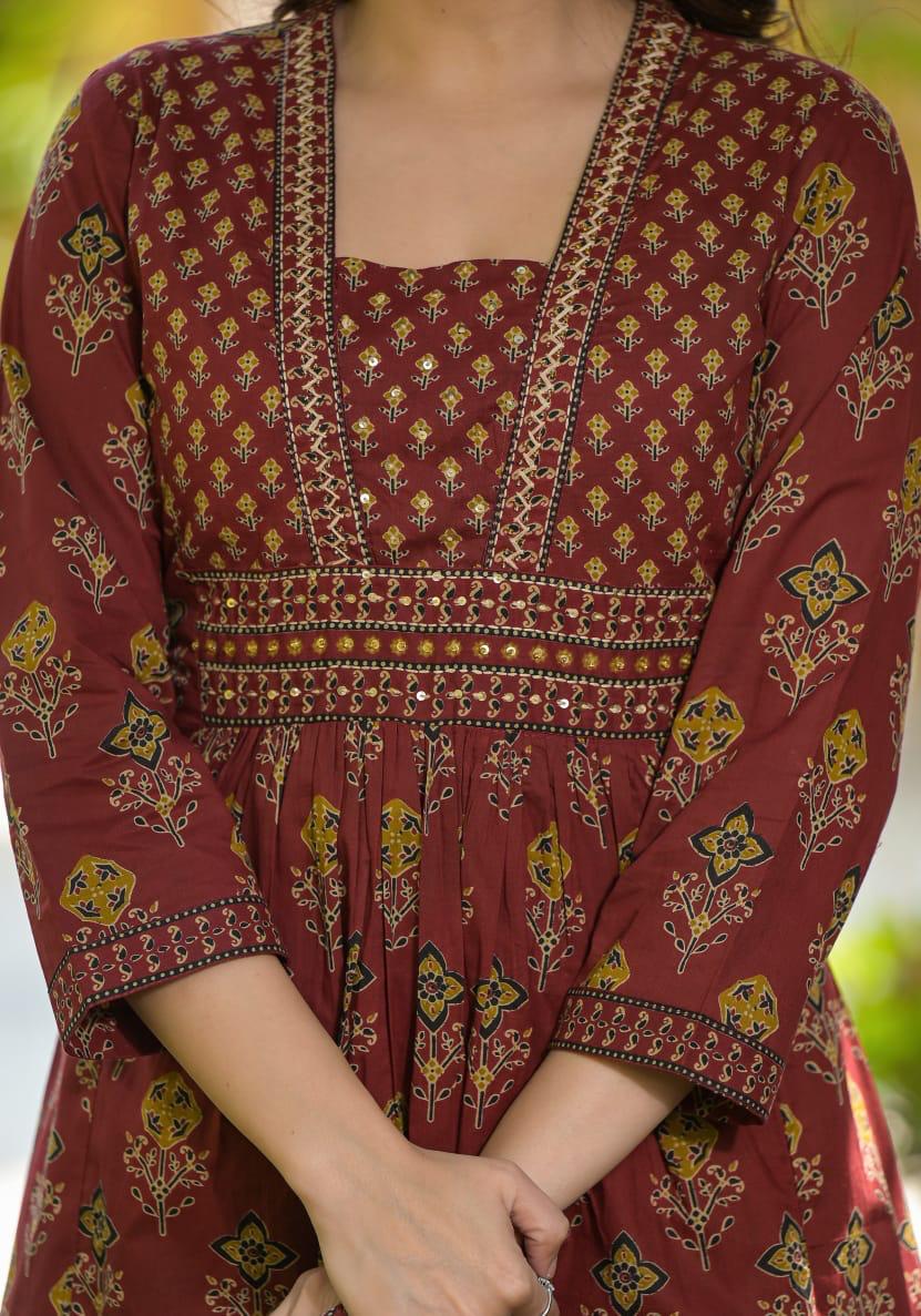 Premium cotton Anarkali suit set