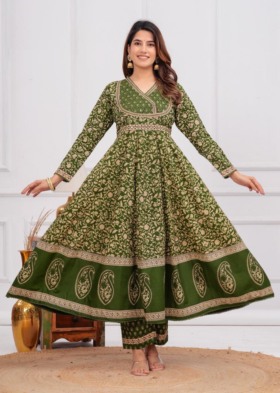 Wow cotton anaraki suit set paired with cotton dupatta