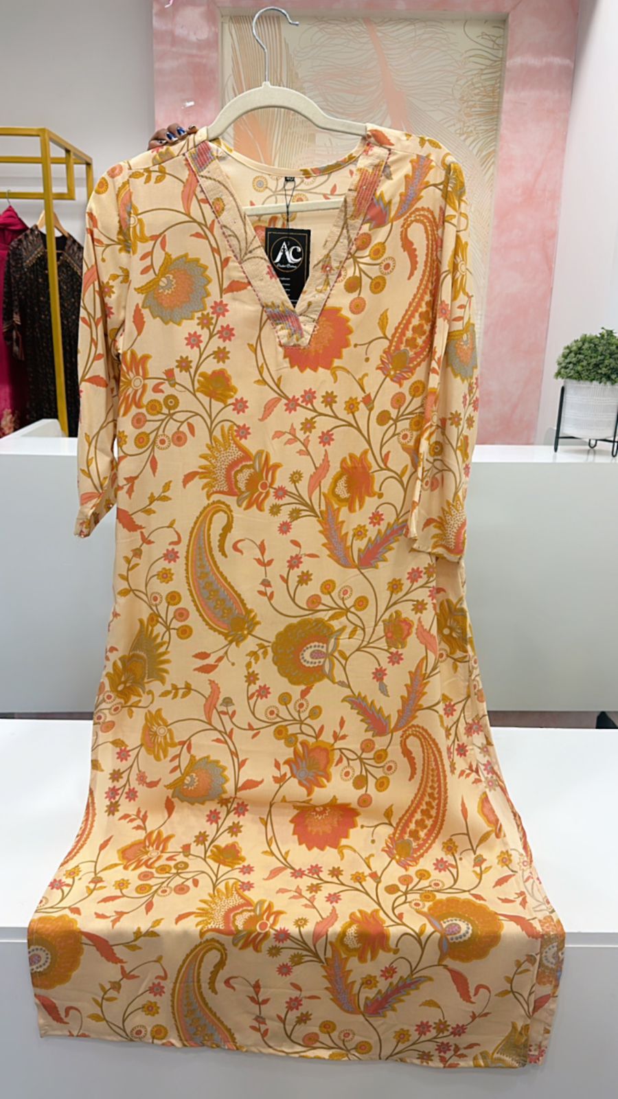 V neck heavy rayon Kurta