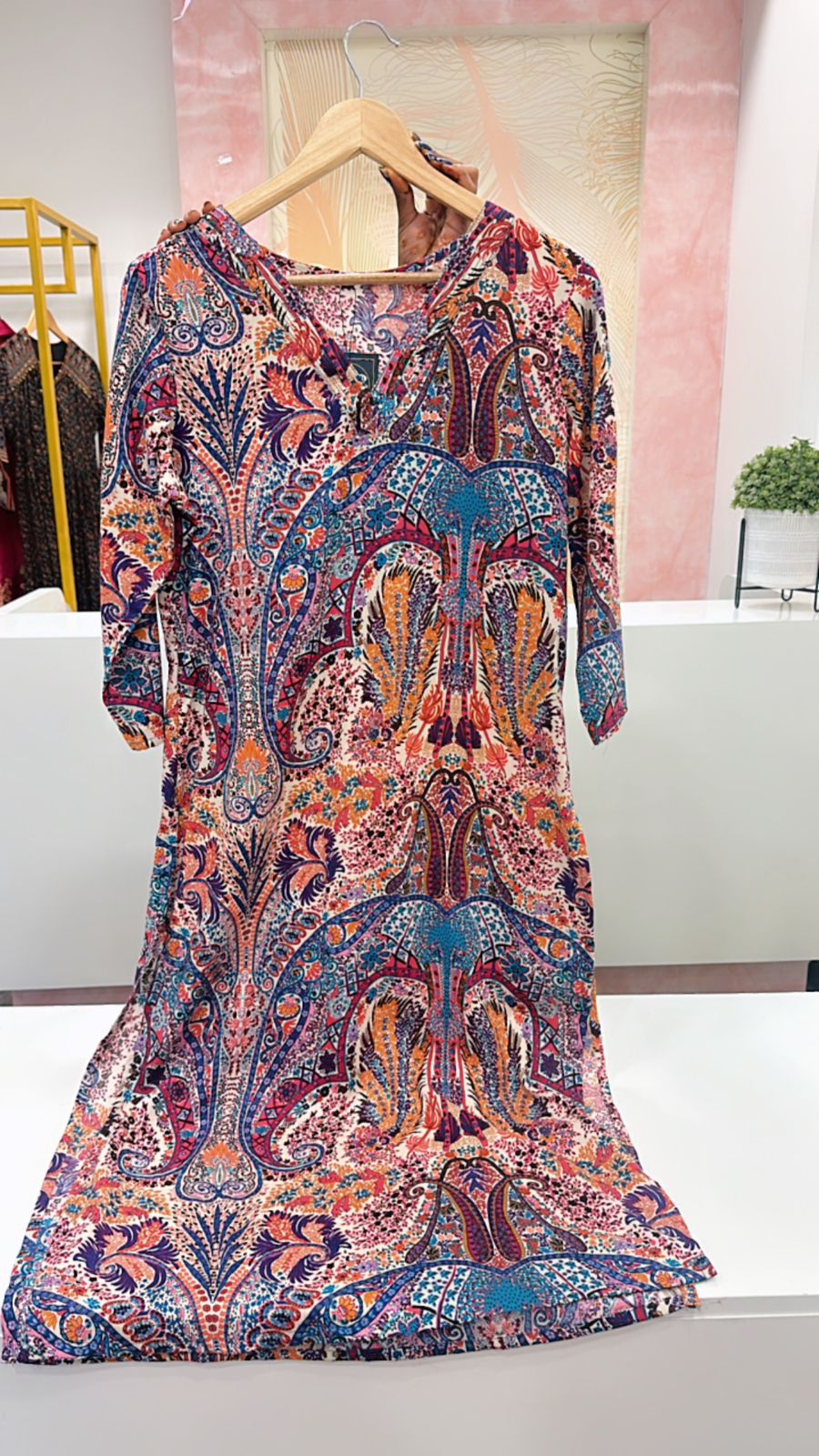 V neck heavy rayon Kurta