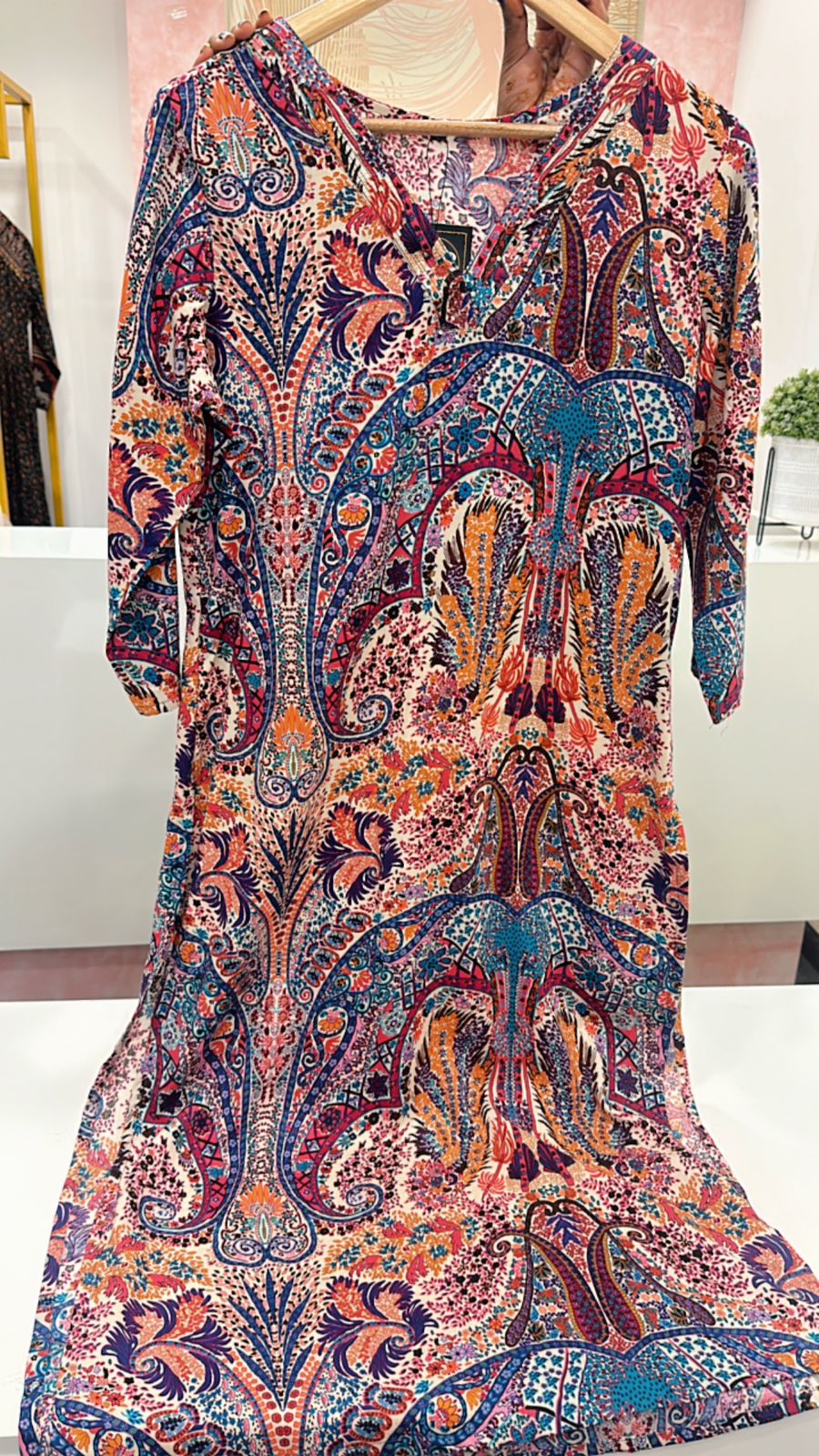 V neck heavy rayon Kurta