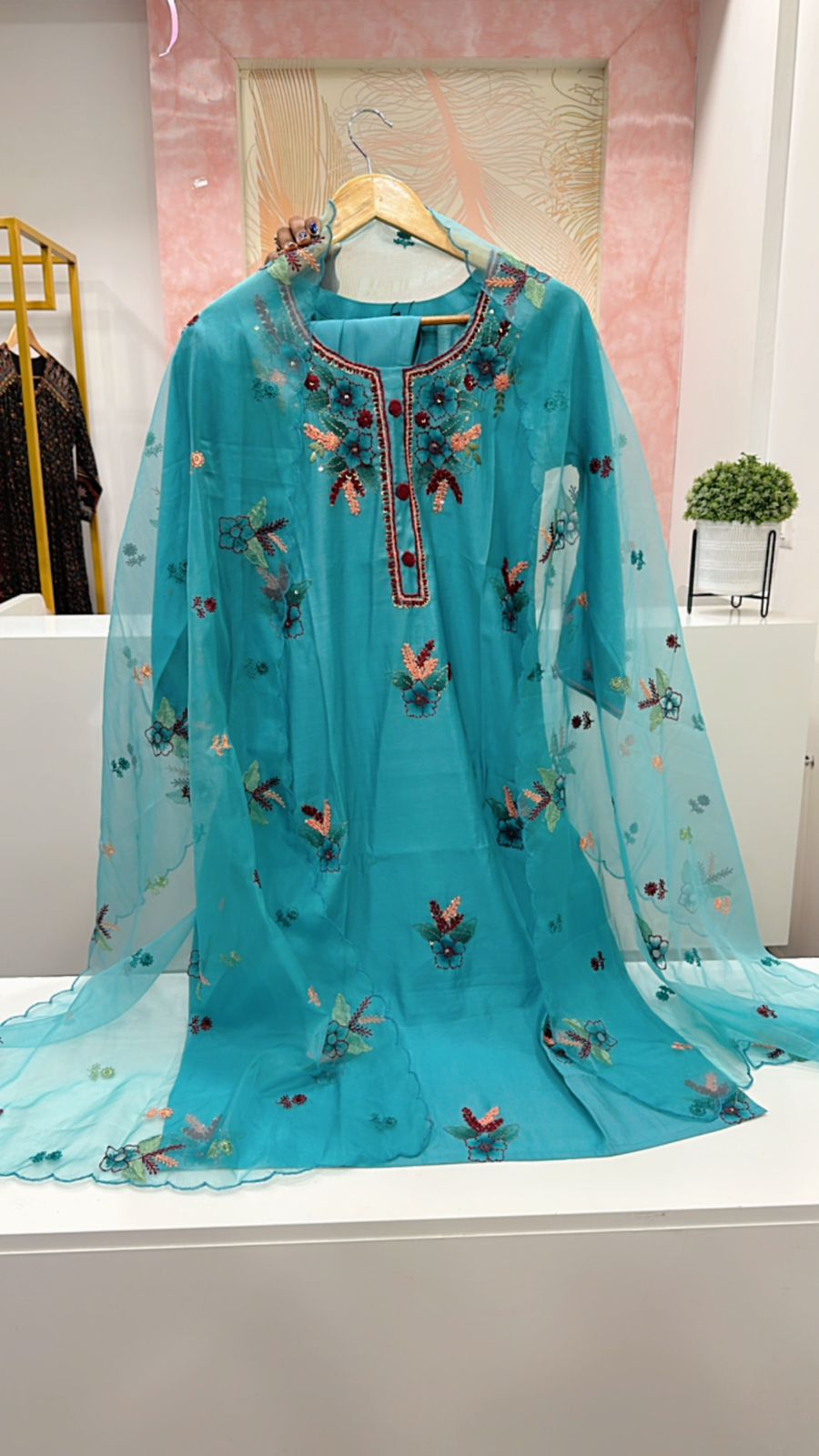 Full embroidery muslin suit set