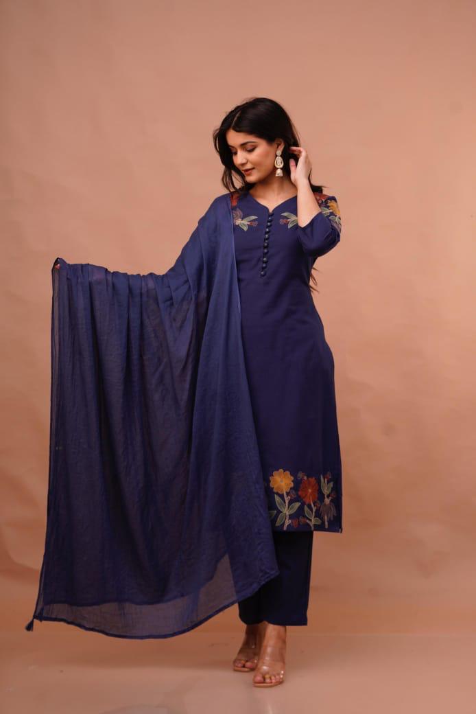 Premium cotton embroidered suit set