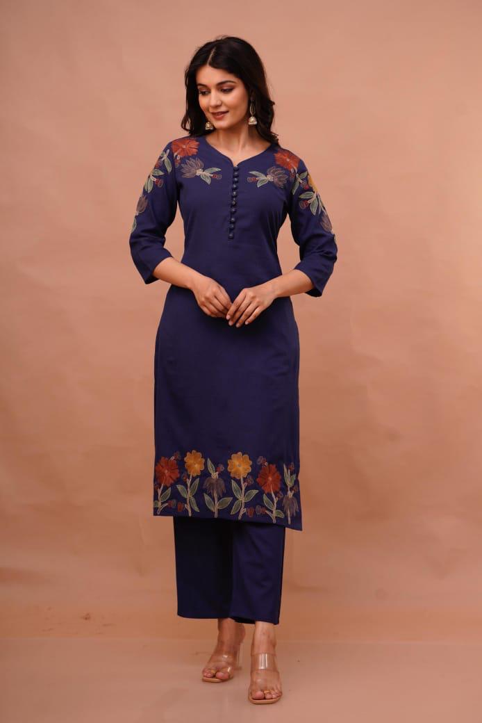 Premium cotton embroidered suit set