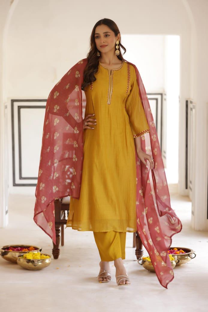 Beautiful Mul chanderi suit set