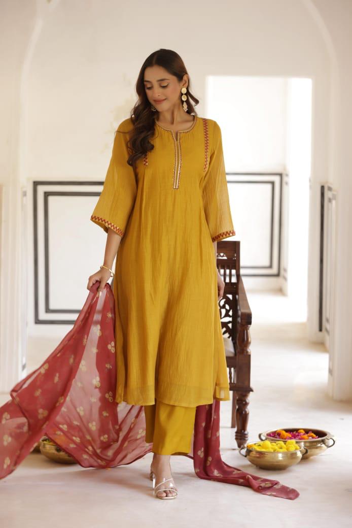 Beautiful Mul chanderi suit set