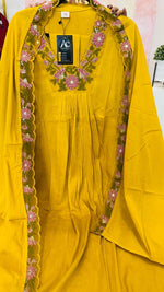 Restocked !! Heavy rayon with pretty embroidered lace detailing suit set !