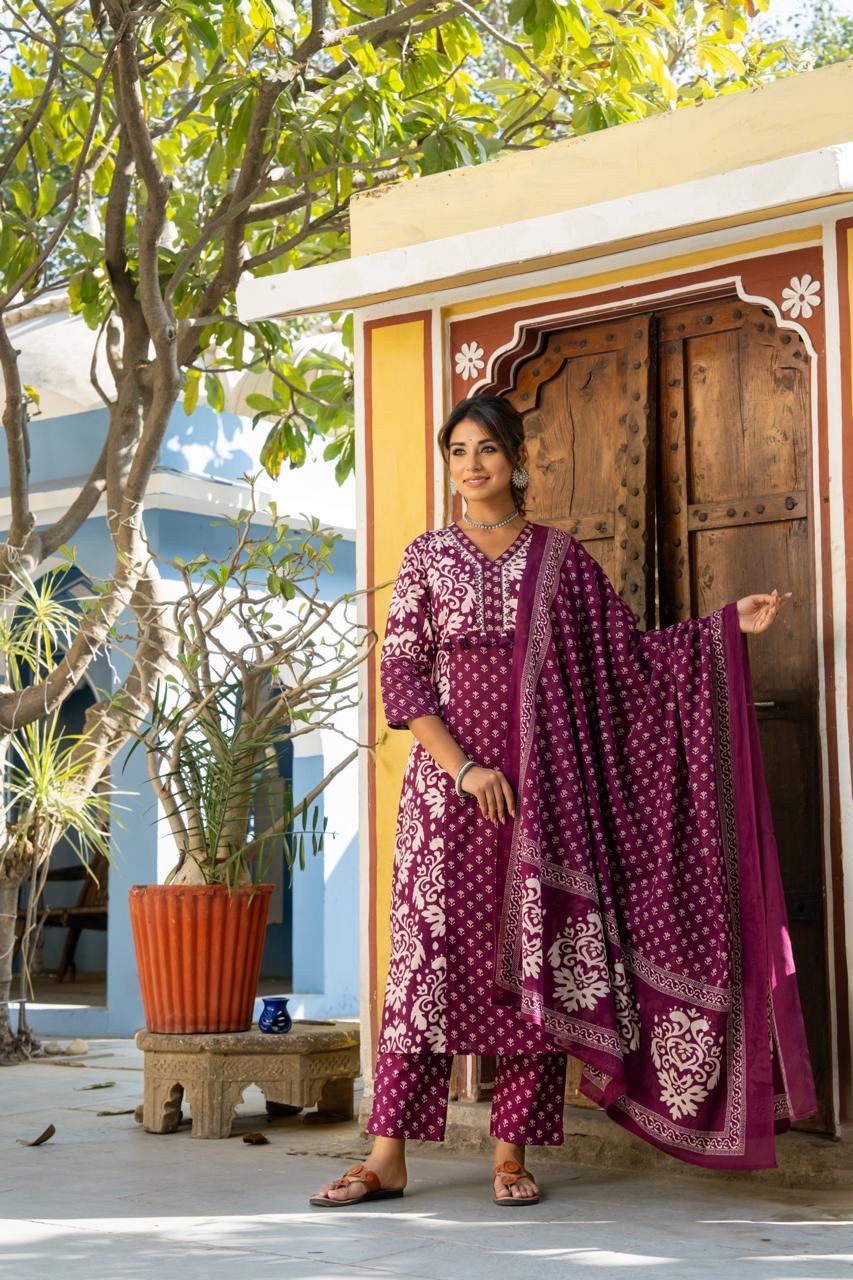 Pretty cotton A line suit set