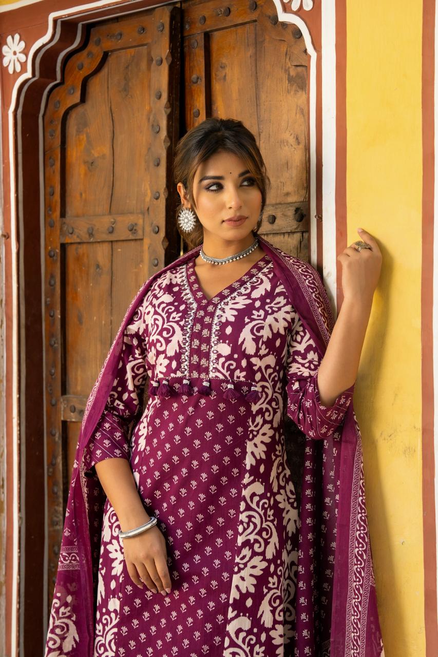 Pretty cotton A line suit set