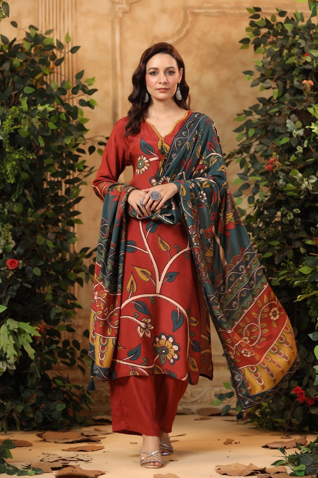 Pretty pure muslin kalamkari suit set