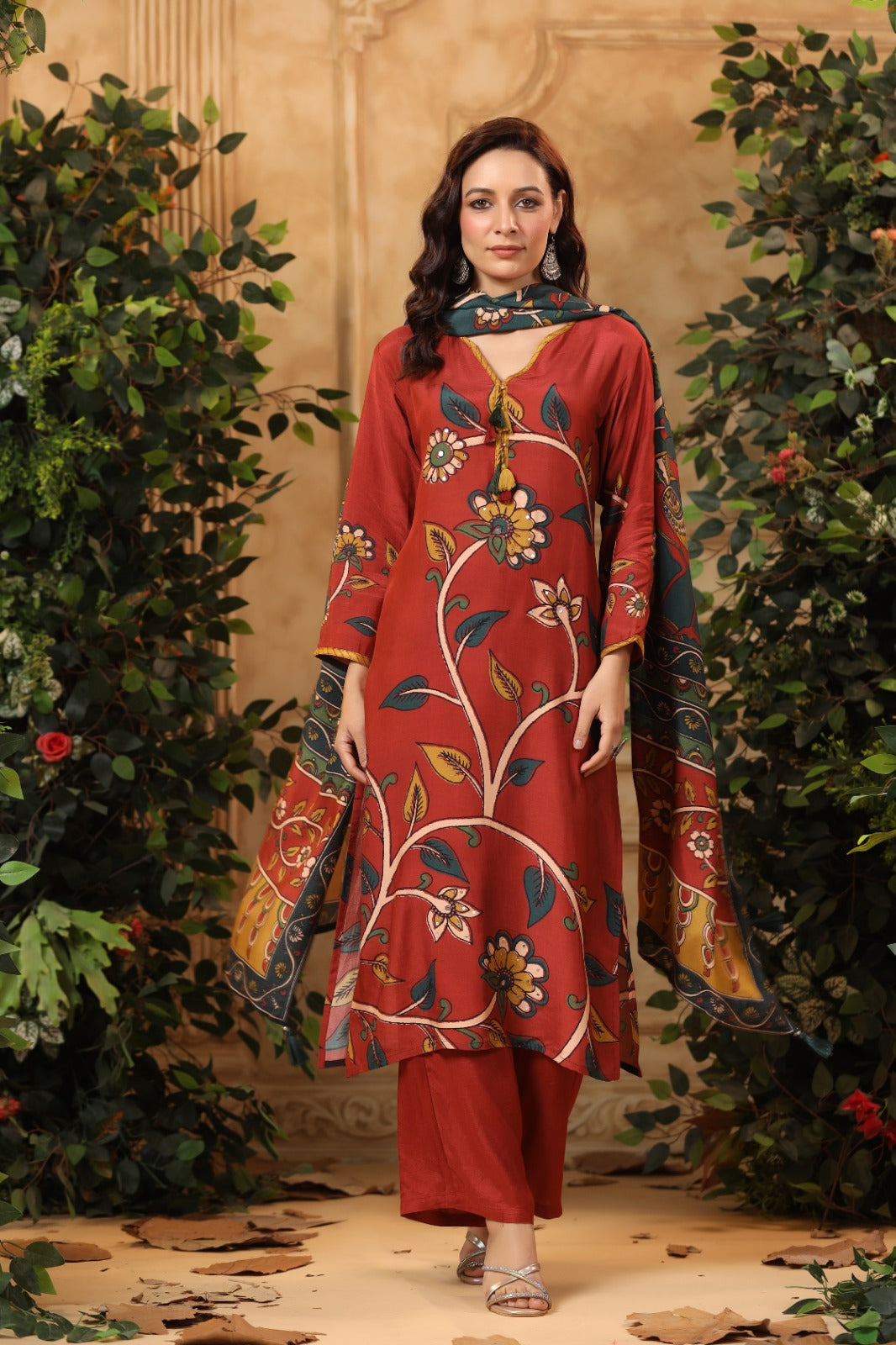 Pretty pure muslin kalamkari suit set