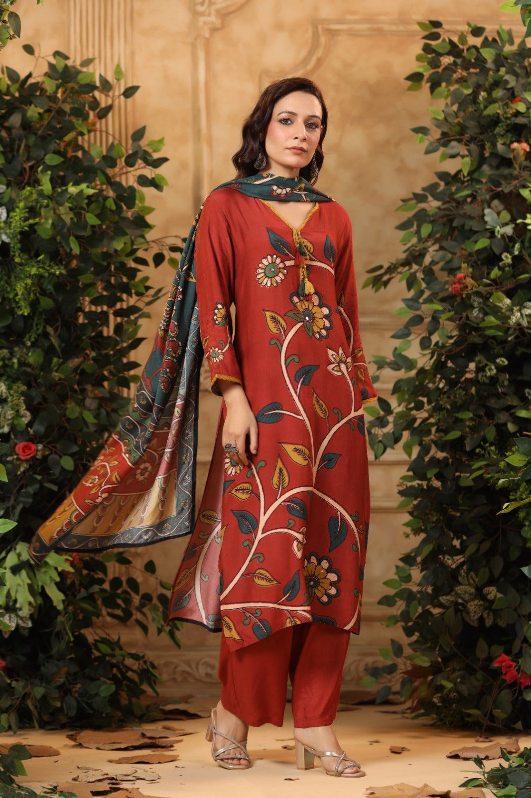 Pretty pure muslin kalamkari suit set