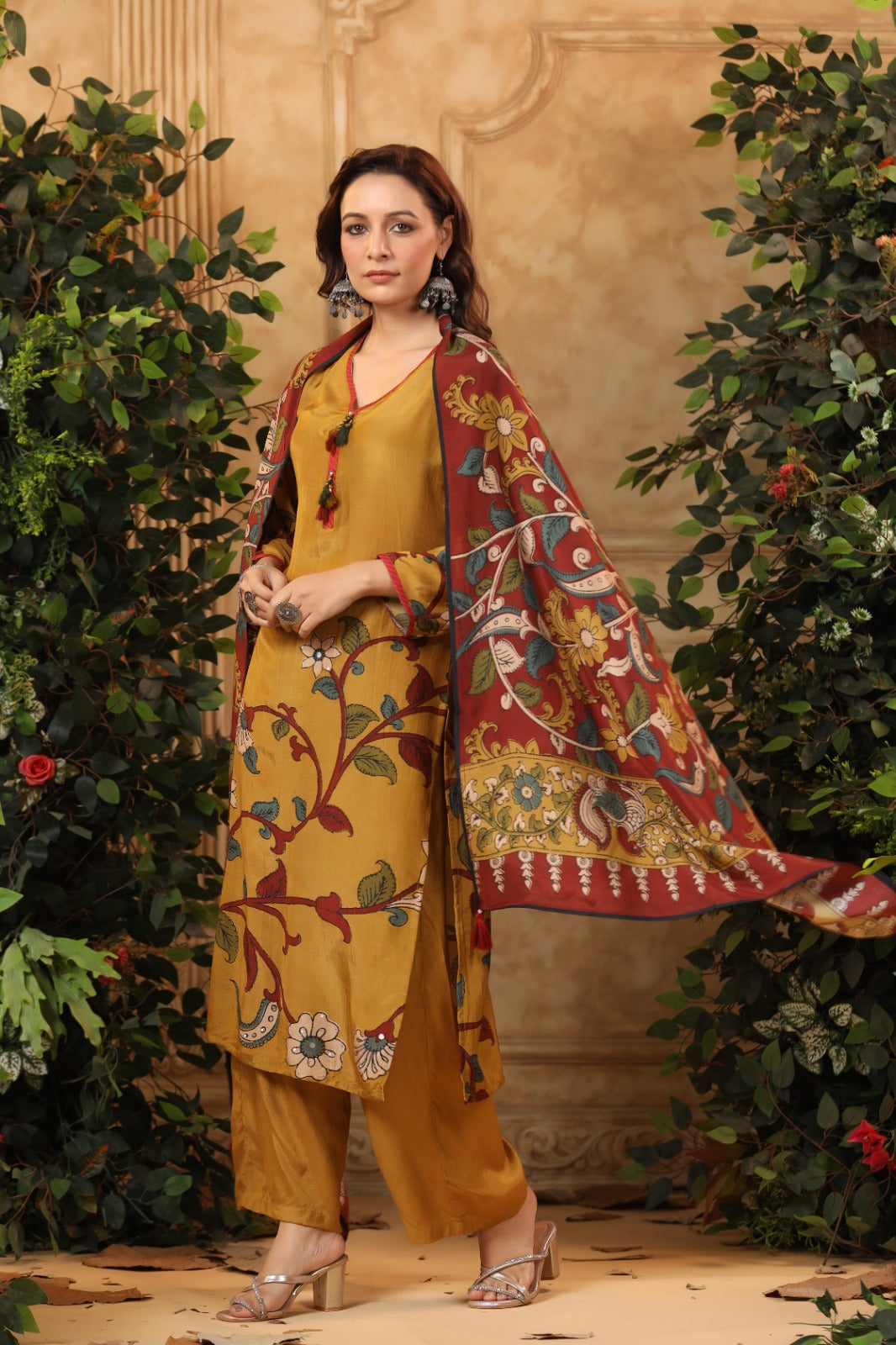 Pretty pure muslin kalamkari suit set