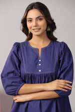 Blue indigo short cotton top