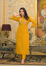 Embroidered kurta pant in cotton