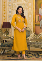 Embroidered kurta pant in cotton