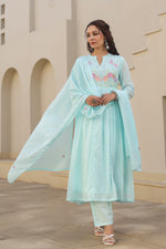 Mul cotton lining embroidered full suit