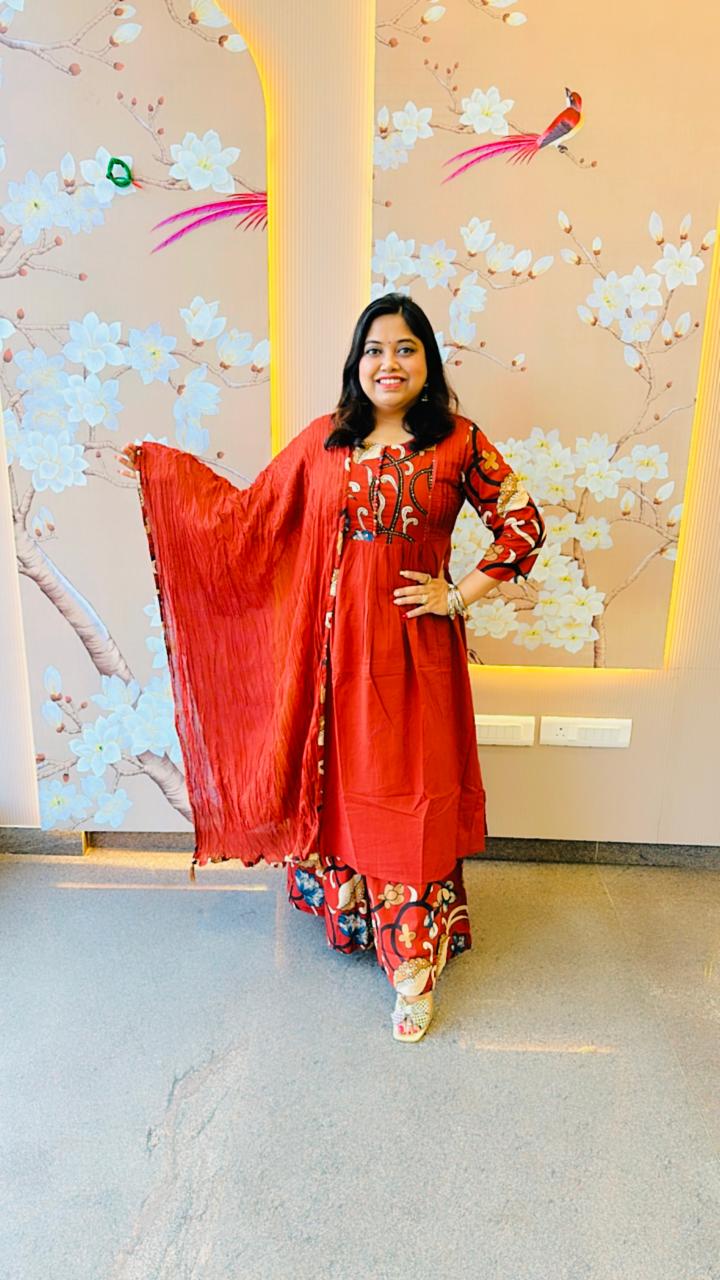 Gorgeous cotton kalamkari plazzo set