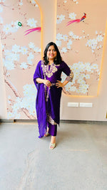 Party wear intricate gotta detailing lining suit paired with