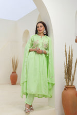 Mul cotton lining embroidered full suit