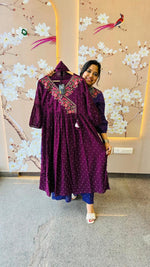 Pure cotton angrakha embroidery Mul cotton lining full suit