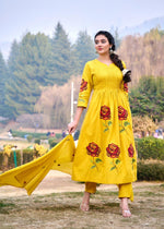 Cross stitched embroidered pure cotton suit