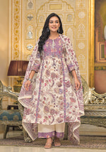 Premium cotton suit set paired with pretty yoke