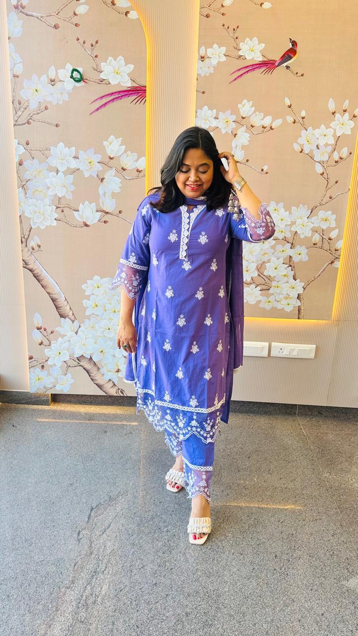 Pretty cotton embroidery suit set