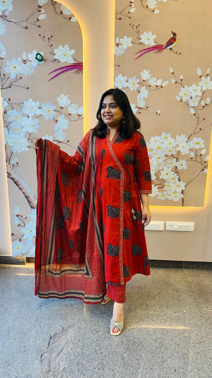 Cotton angrakha full suit set