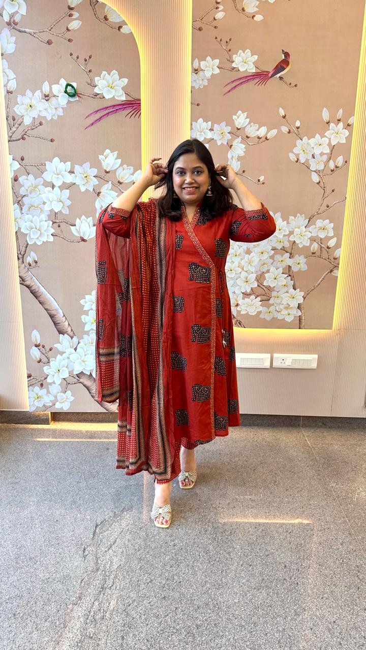 Cotton angrakha full suit set