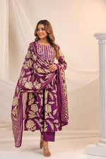 Pure cotton embroidered yoke full suit set