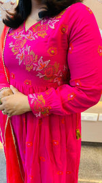 Pure Mul cotton embroidered lining suit set paired with orgenza dupatta