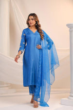 Pretty Russian silk full zari embroidery suit set