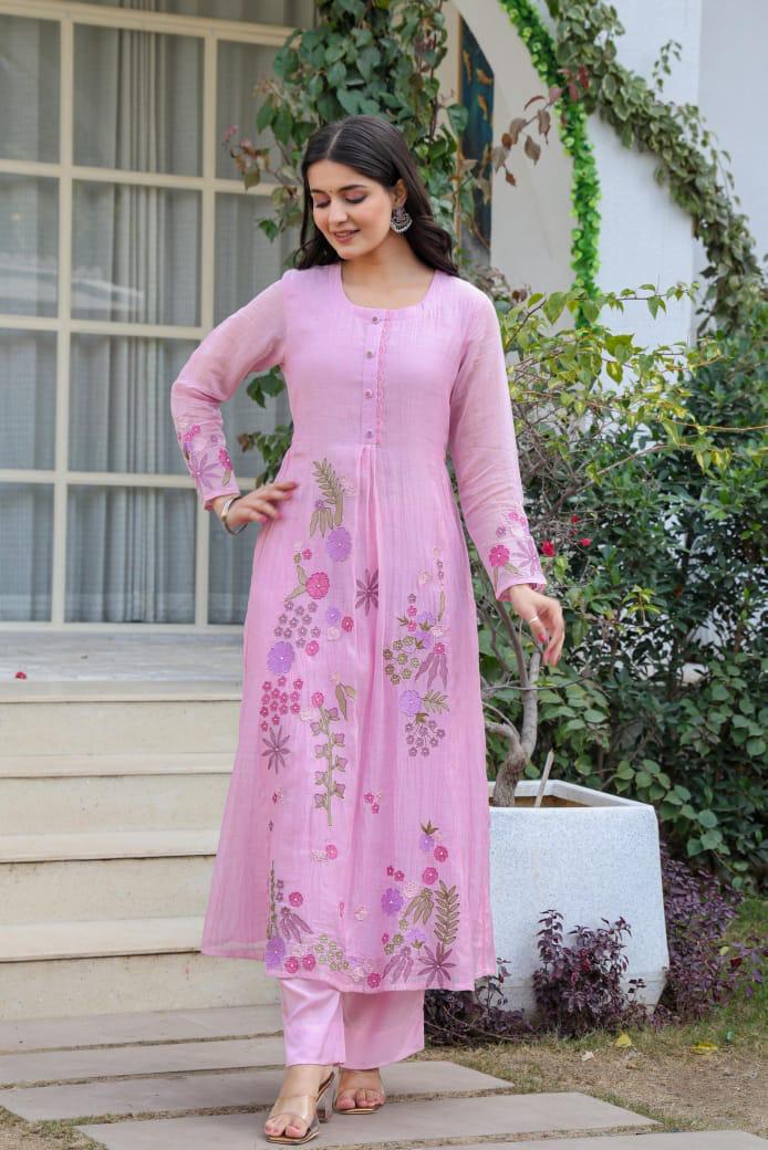 Premium Mul chanderi lining suit set with designer pocket