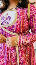 Premium cotton shrug Anarkali gown with all over gotta detailing