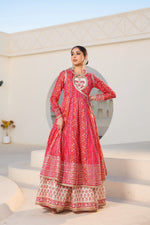 Premium cotton shrug Anarkali gown with all over gotta detailing