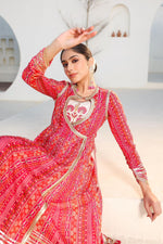 Premium cotton shrug Anarkali gown with all over gotta detailing