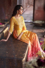 Pure crepe full lining Anarkali with heavy zari embroidered suit set