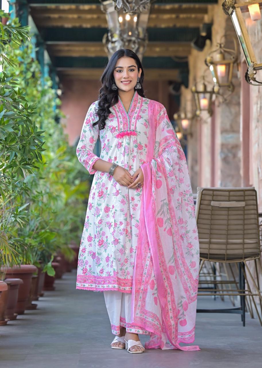 Wow cotton A line Anarkali suit set