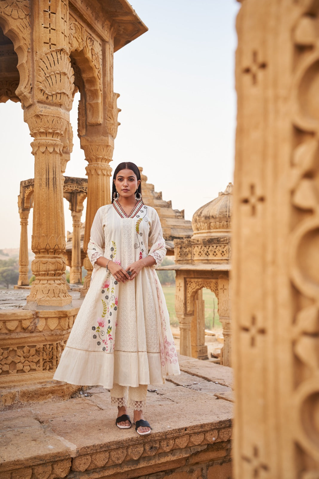 Shifli cotton embroidered lining suit set