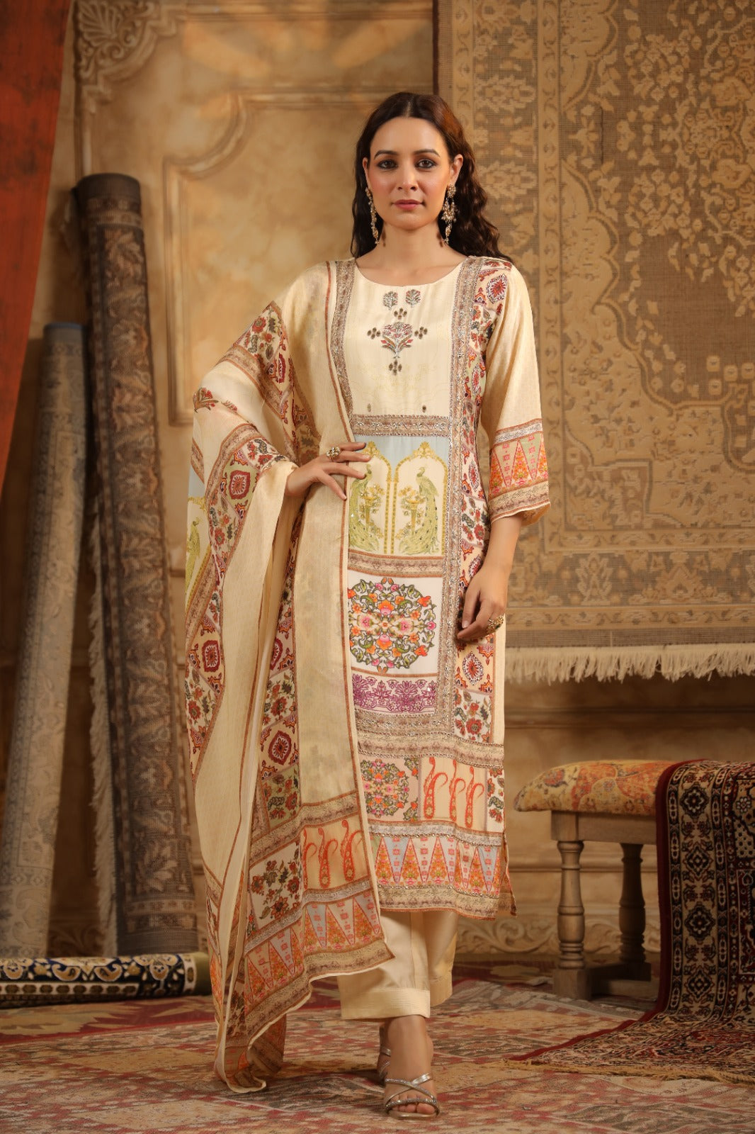 Pure muslin silk lining full suit set