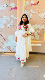 Pure Mul cotton lining angrakha pattern embroidered full suit set (better to opt a bigger size )