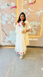 Pure Mul cotton lining angrakha pattern embroidered full suit set (better to opt a bigger size )