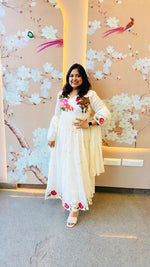 Pure Mul cotton lining angrakha pattern embroidered full suit set (better to opt a bigger size )