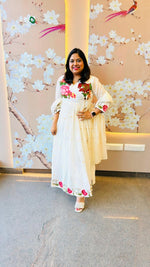 Pure Mul cotton lining angrakha pattern embroidered full suit set (better to opt a bigger size )