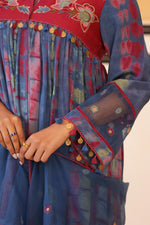 Pure Mul silk suit set front n back embroidered paired with organza dupatta