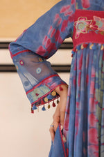 Pure Mul silk suit set front n back embroidered paired with organza dupatta