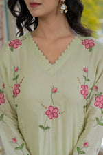 Pure mul cotton lining embroidery paired with brush painted orgenza dupatta